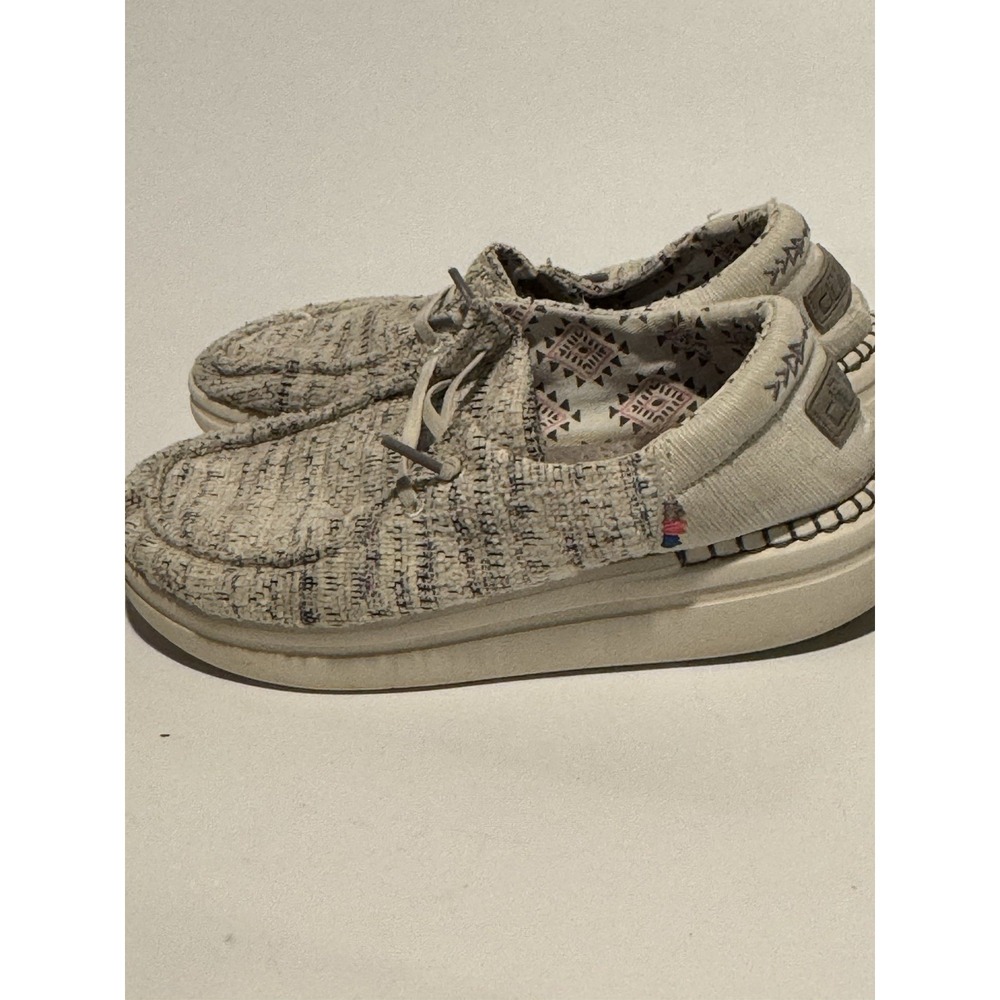 Hey Dude Wendy Rise Boho White Woven Platform Slip On Loafers Shoes Womens 11